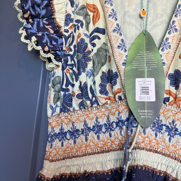 Farm Rio Ocean Tapestry Green Maxi Dress - New with Tags - Picture 3 of 5